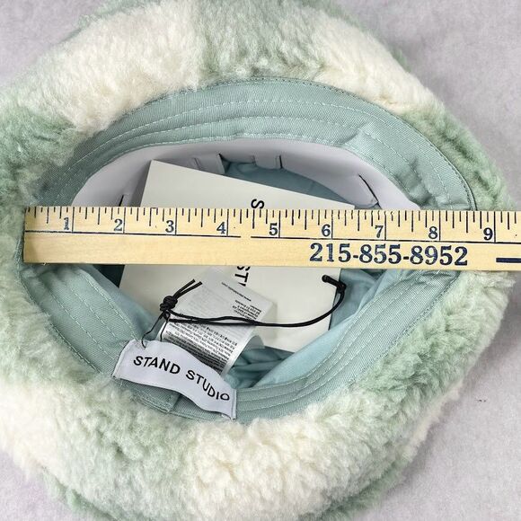 Stand Studio Wera Bucket Hat Size Medium Fleece Wool Blend Green Checkered NEW! main image 8